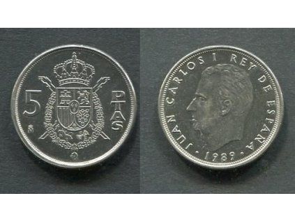ŠPANĚLSKO. 5 pesetas 1989. KM-823.