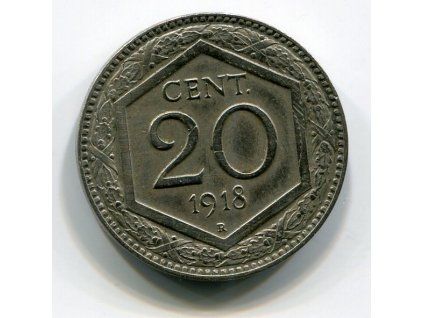 ITÁLIE. 20 centesimi 1918. Hrana hladká.