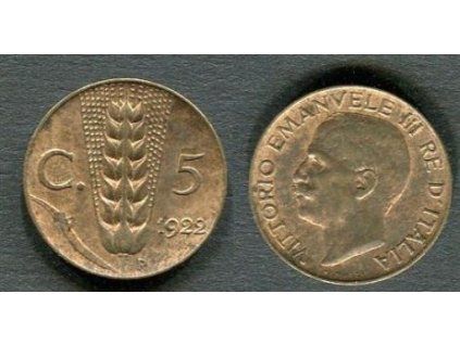 ITÁLIE. 5 centesimi 1922.