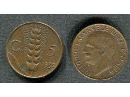 ITÁLIE. 5 centesimi 1932.