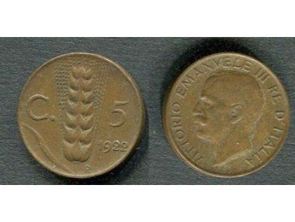 ITÁLIE. 5 centesimi 1922.