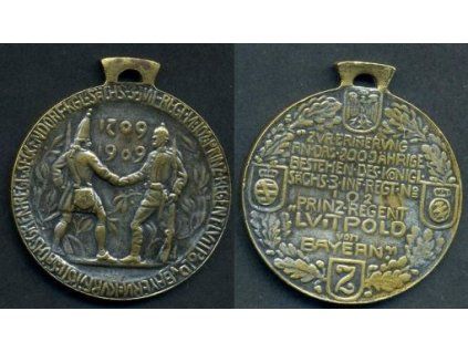SACHSEN. Jubilejní medaile 3. saského pěšího pluku Nr. 102 prince regenta Luitpolda. 1909.