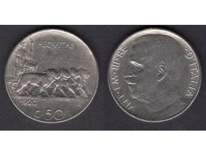 ITÁLIE. 50 centesimi 1920. KM-61.2