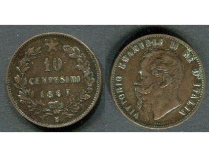 ITÁLIE. 10 centesimi 1867/H.