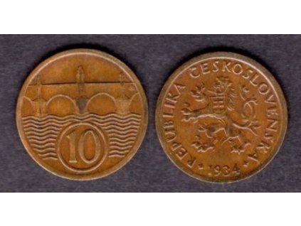 ČESKOSLOVENSKO. 10 haléřů 1934.