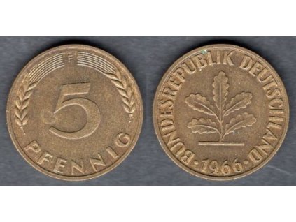 NĚMECKO. 5 Pfennig 1966/F.