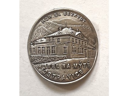 OSTRAVICE. Hotel Na mýtě. Štítek na hůl.