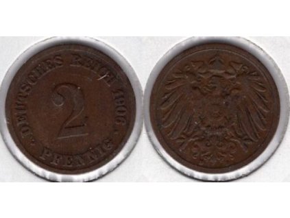 NĚMECKO. 2 Pfennig 1906/D. KM-16