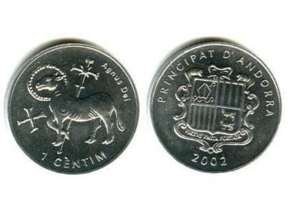 ANDORRA. 1 centim 2002. Beránek boží.