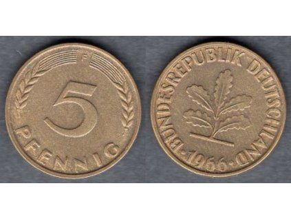 NĚMECKO. 5 Pfennig 1966/F.