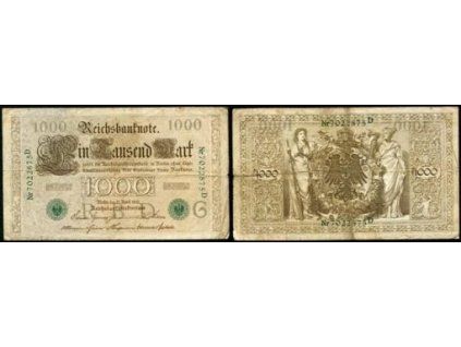 NĚMECKO. 1000 Mark. Ro. 46b. 21.4.1910. Podtisk G. Série D.
