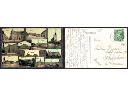 JILEMNICE. Radnice. Pivovar. Sokolovna. Záložna. Chlapecká a dívčí škola. Zámek. 1911.