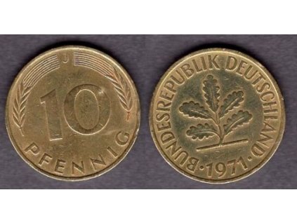 NĚMECKO. 10 pfennig 1971/J.