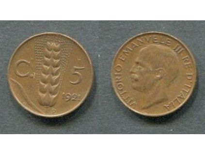 ITÁLIE. 5 centesimi 1921. KM-59