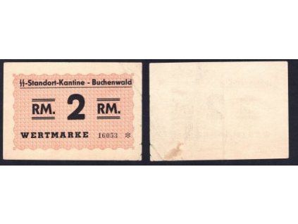 BUCHENWALD. Koncentrační tábor. SS-Standort-Kantine. Wertmark. 2 Reichsmark.