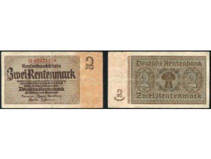 NĚMECKO. 2 Rentenmark. Ro. 167c. 30. 1.1937. Série H.