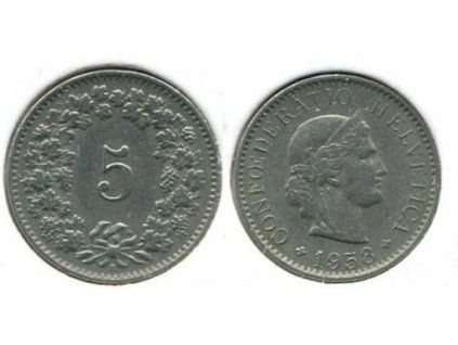 ŠVÝCARSKO. 5 rappen 1958.