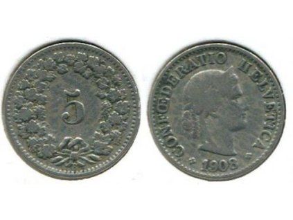 ŠVÝCARSKO. 5 rappen 1908.