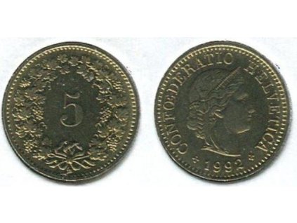 ŠVÝCARSKO. 5 rappen 1992/B.