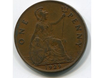 VELKÁ BRITÁNIE. 1 penny 1929. KM-838