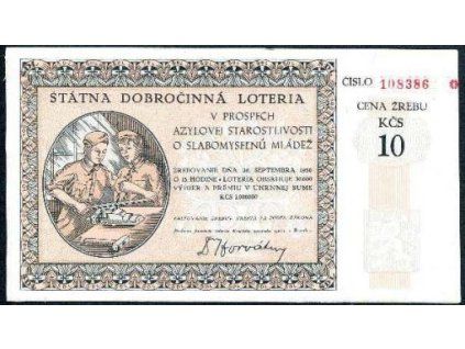 Štátna dobročinná loteria v prospech azylovej starostlivosti o slabomyselnú mládež 1950.