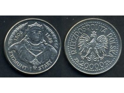 POLSKO. 20.000 złotych 1994. Zygmunt I. Stary.
