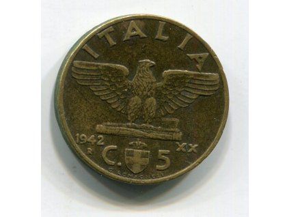 ITÁLIE. 5 centesimi 1942.