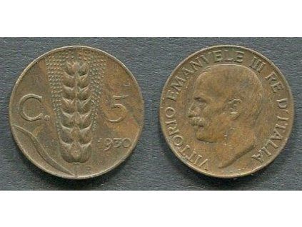 ITÁLIE. 5 centesimi 1930.