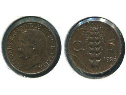 ITÁLIE. 5 centesimi 1926.