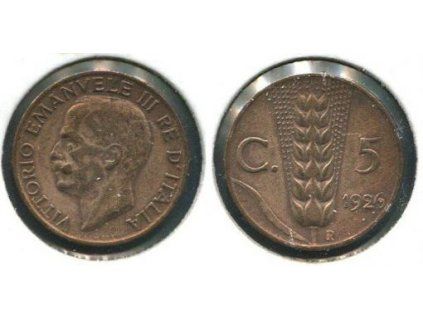 ITÁLIE. 5 centesimi 1926.