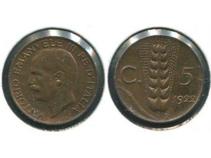 ITÁLIE. 5 centesimi 1922.
