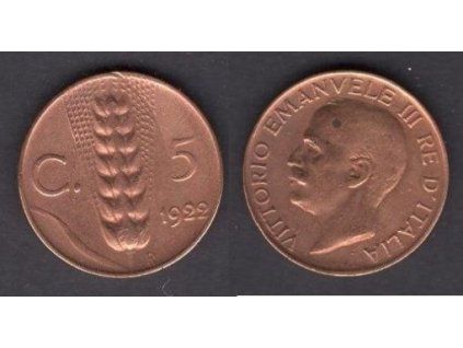 ITÁLIE. 5 centesimi 1922.