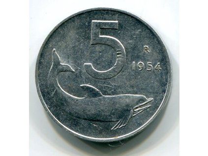 ITÁLIE. 5 lire 1954.