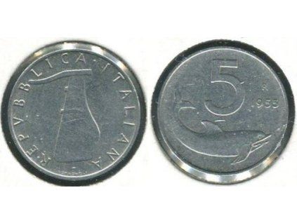ITÁLIE. 5 lire 1955.