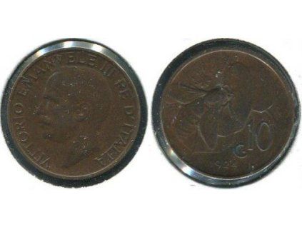 ITÁLIE. 10 centesimi 1924.