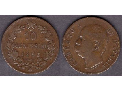 ITÁLIE. 10 centesimi 1893/BI.