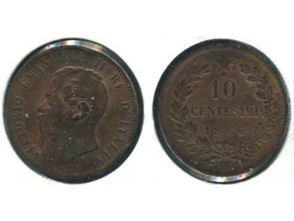 ITÁLIE. 10 centesimi 1866/OM (Strassburg).