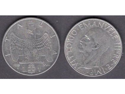 ITÁLIE. 1 lira 1939/XVII/nemagnet.