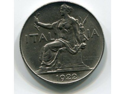 ITÁLIE. 1 lira 1922.