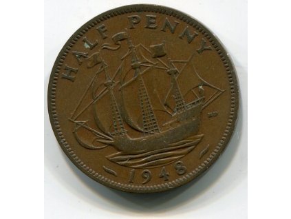 VELKÁ BRITÁNIE. 1/2 penny 1948.
