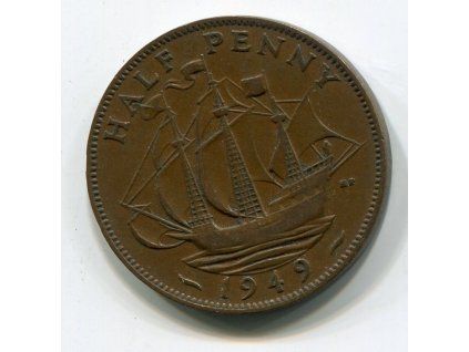 VELKÁ BRITÁNIE. 1/2 penny 1949. KM-844