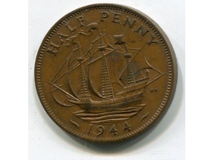 VELKÁ BRITÁNIE. 1/2 penny 1944. KM-844