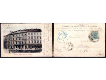 PRAHA. Hotel Modrá hvězda / Hotel Blauer Stern. 1905.