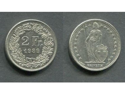 ŠVÝCARSKO. 2 franken 1989. KM-21a.3