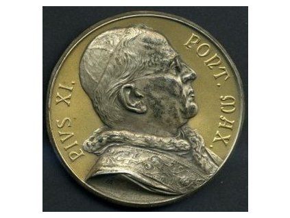 Pius XI. Pont. Max. Plaketa, plech.