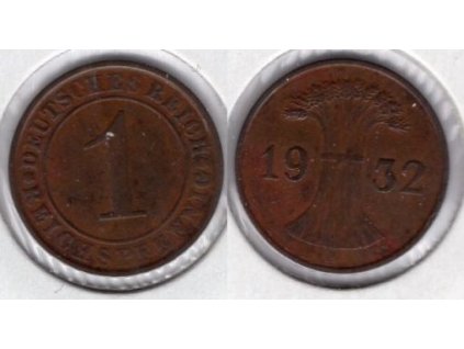 NĚMECKO. 1 Reichspfennig 1932/A.