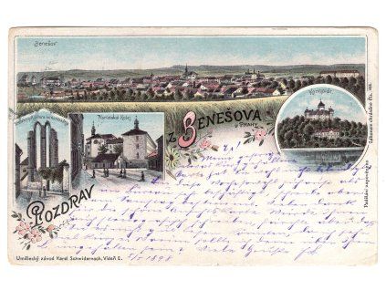 BENEŠOV u Prahy. 1898. Litografie.