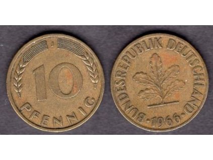 NĚMECKO. 10 pfennig 1966/J.