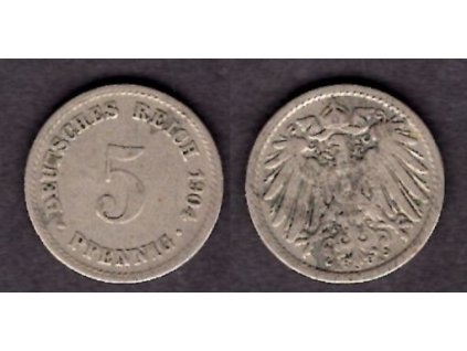 NĚMECKO. 5 Pfennig 1904/A.