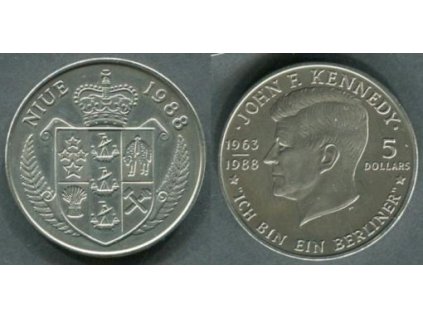 NIUE. 5 dollars 1988. John F. Kennedy.